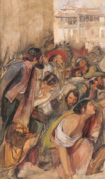 Studie voor de proclamatie van Don Carlos door John Frederick Lewis